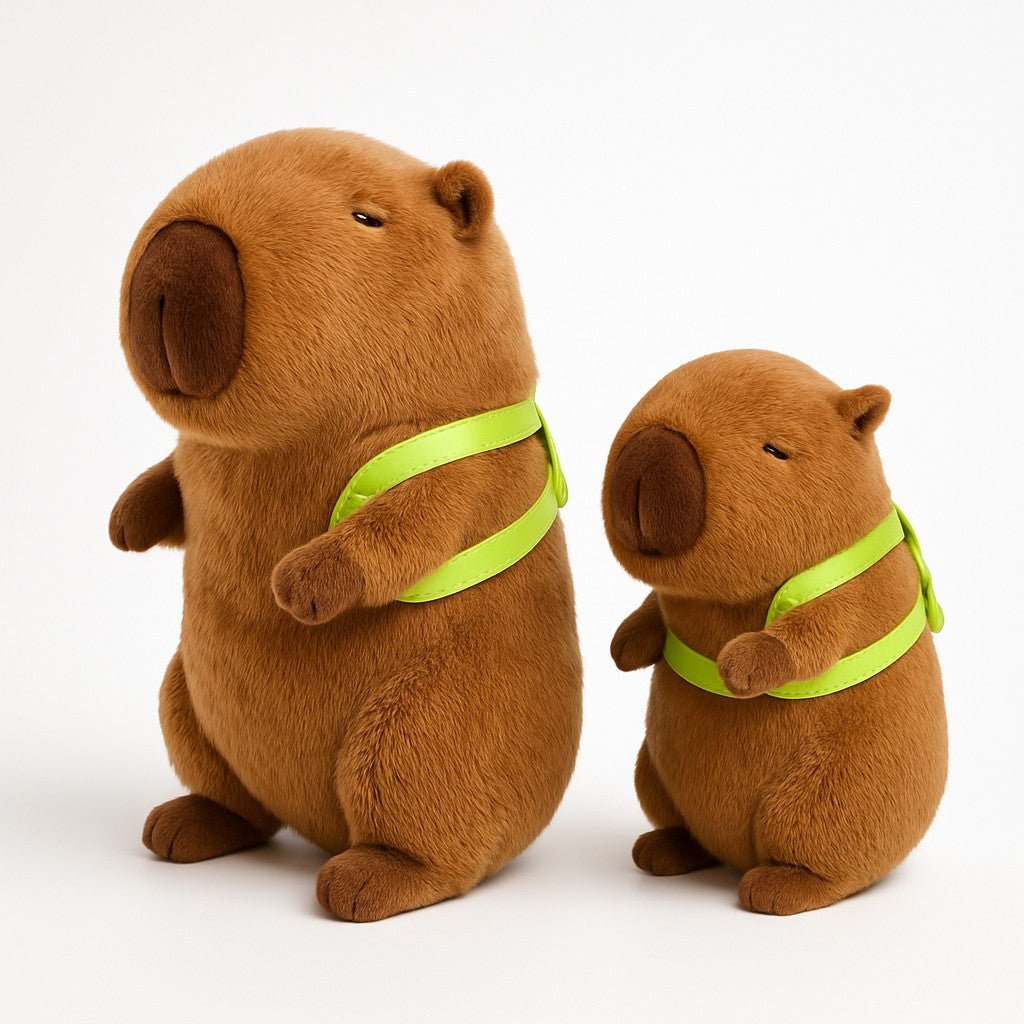 Cuddly Capybara Stuffed Animal with Playful Turtle Backpack