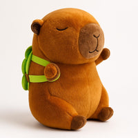 Cuddly Capybara Stuffed Animal with Playful Turtle Backpack