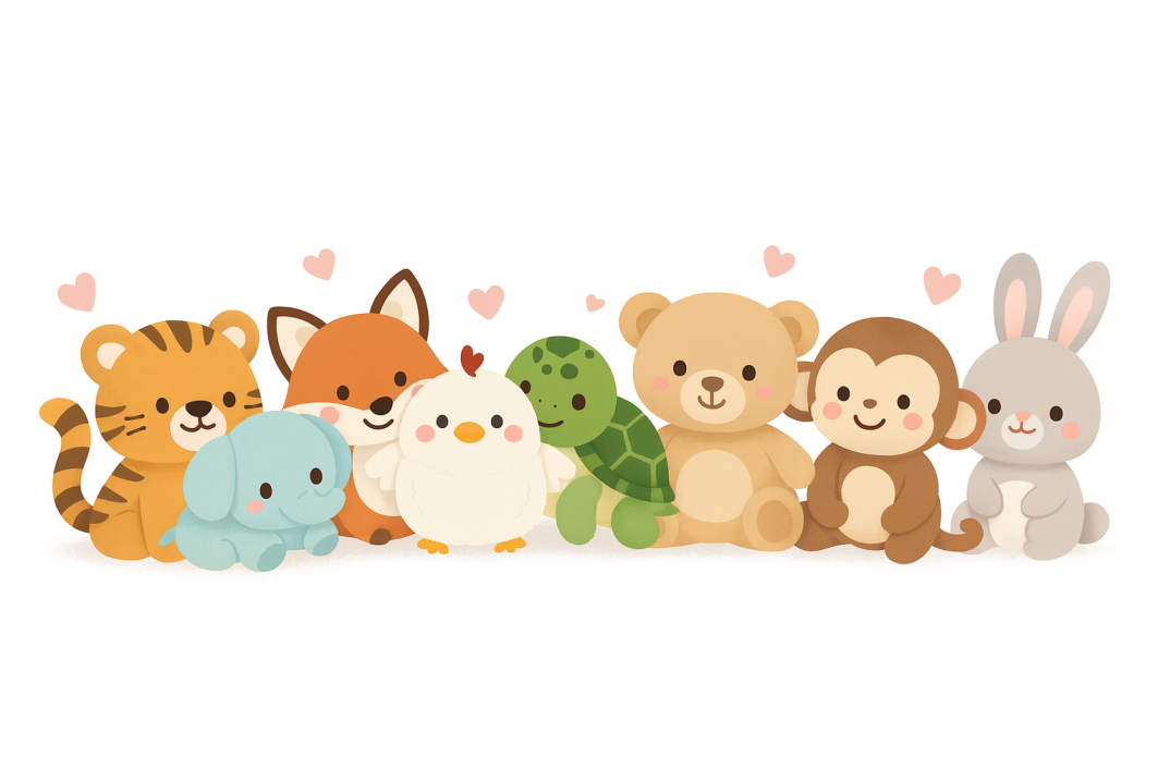 Group of stuffed animal friends